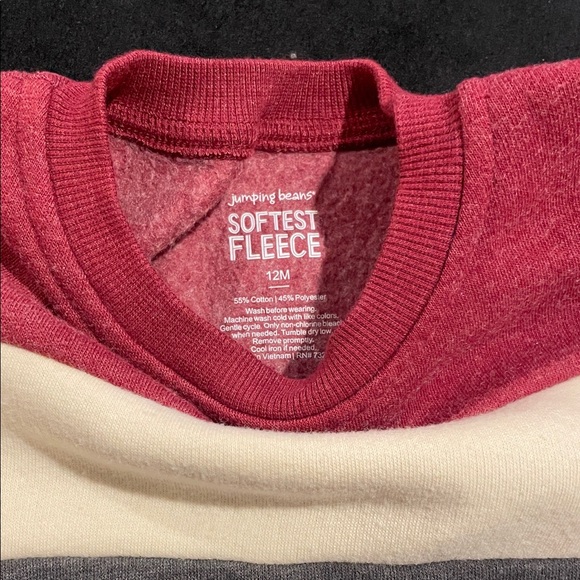 Jumping Beans 12m Red and Gray Coloblock pullover Sweatshirt - Picture 2 of 3